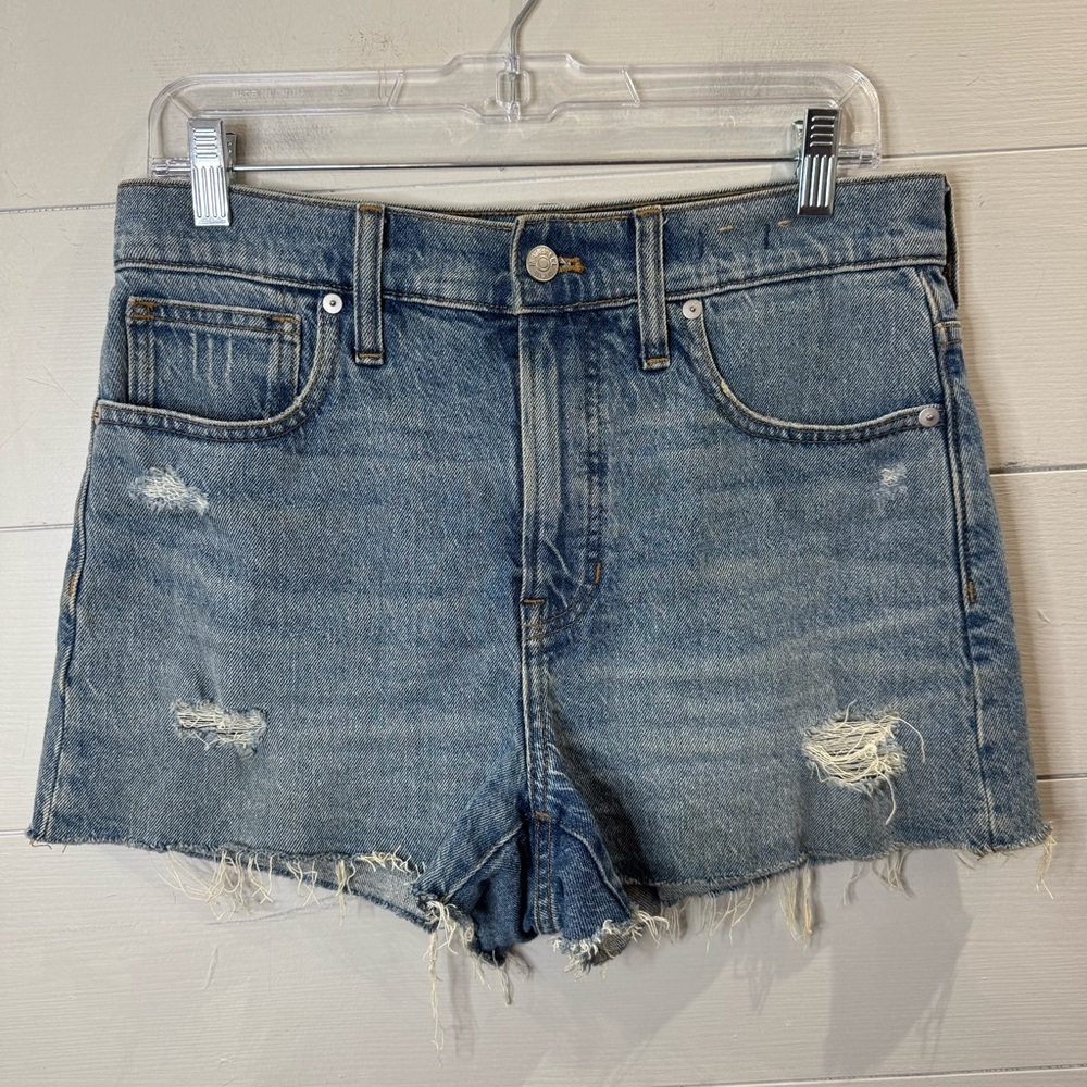 Madewell The Perfect Jean Short Blue Distressed Size 28 Women's